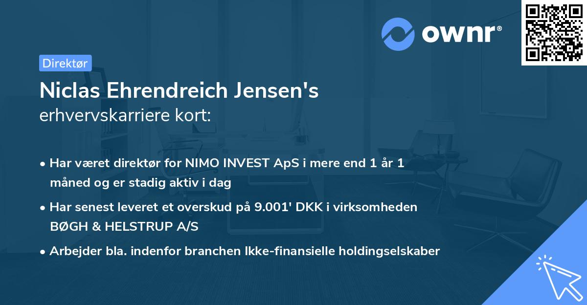 Niclas Ehrendreich Jensen's erhvervskarriere kort