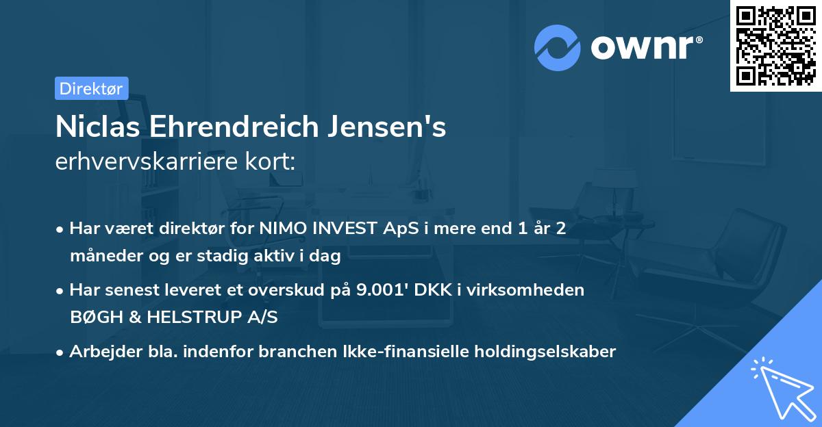 Niclas Ehrendreich Jensen's erhvervskarriere kort