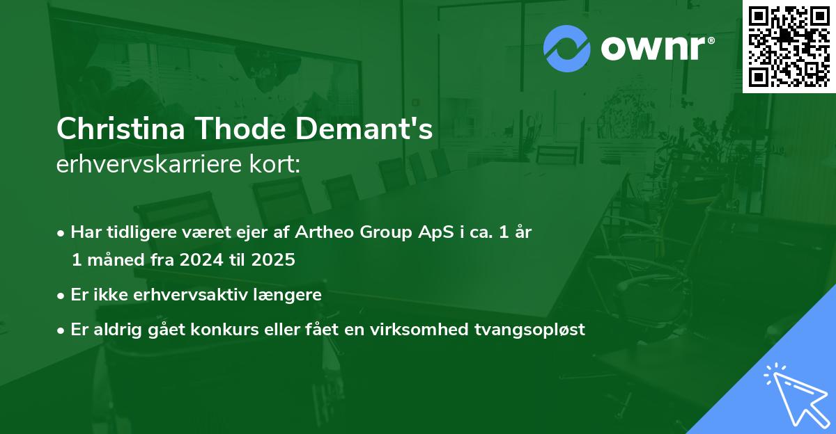 Christina Thode Demant's erhvervskarriere kort