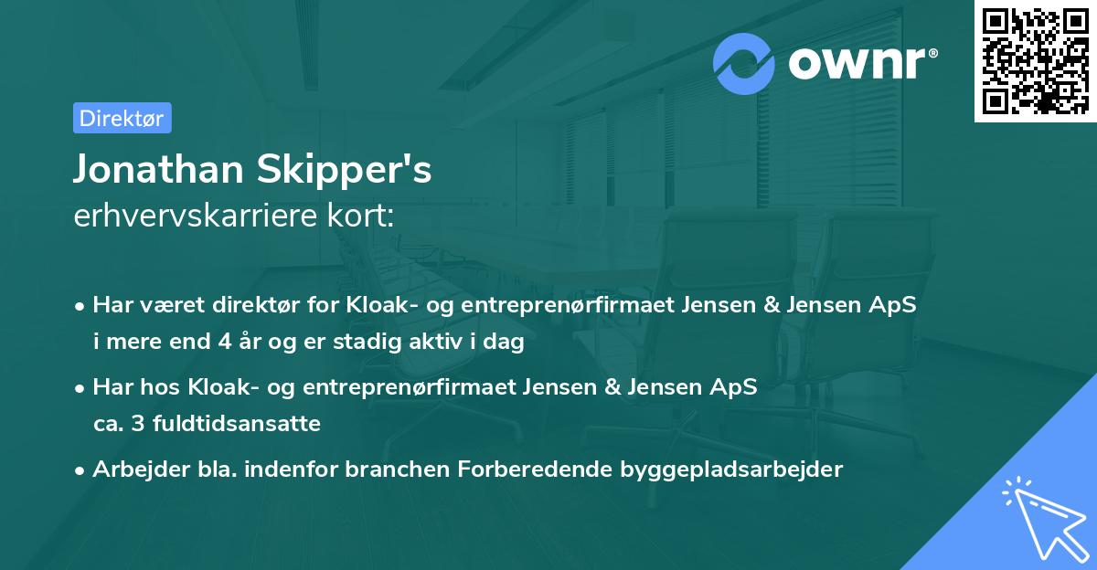 Jonathan Skipper's erhvervskarriere kort
