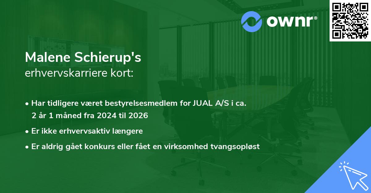 Malene Schierup's erhvervskarriere kort