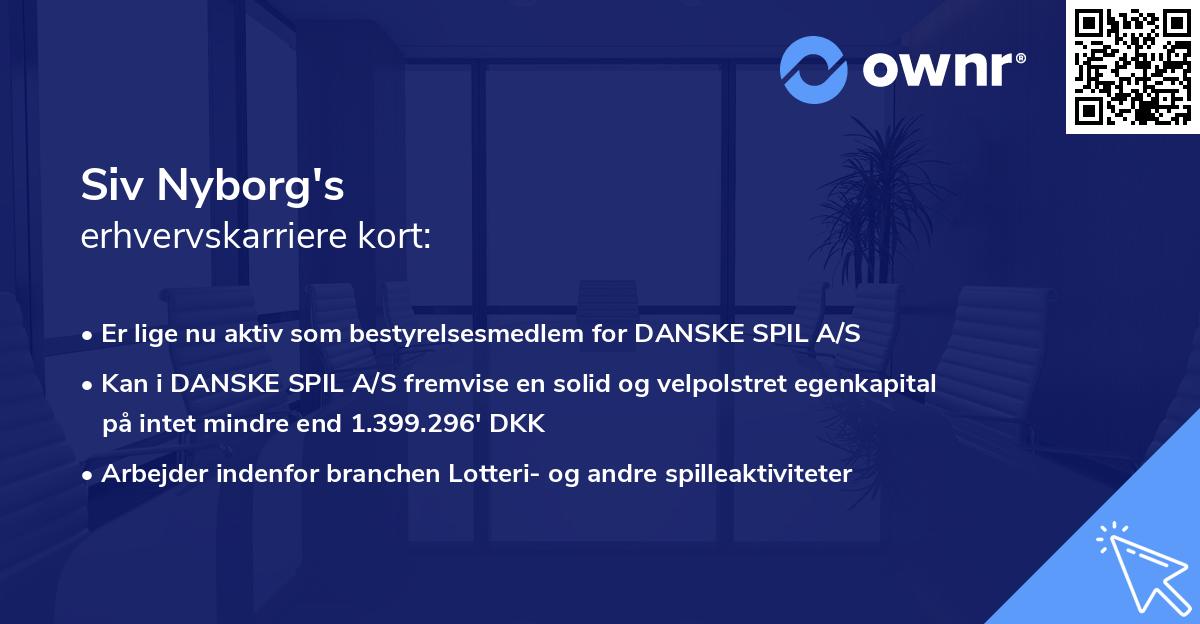 Siv Nyborg's erhvervskarriere kort