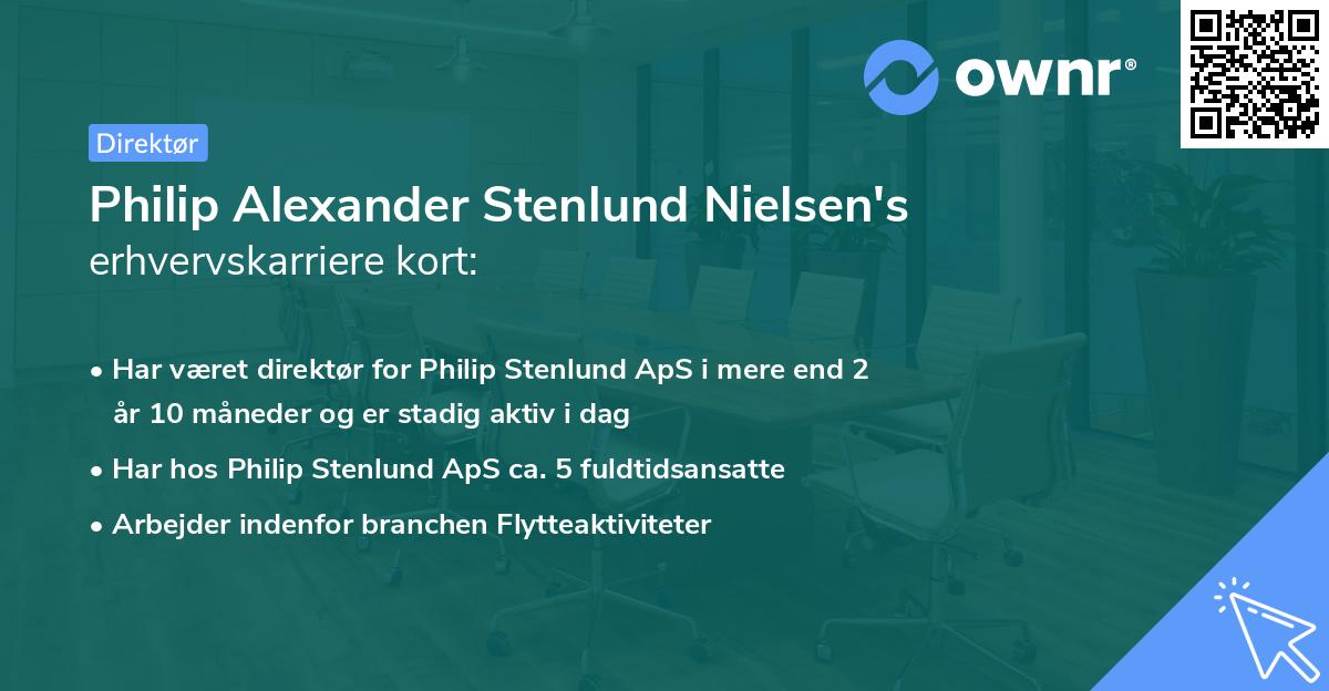 Philip Alexander Stenlund Nielsen's erhvervskarriere kort