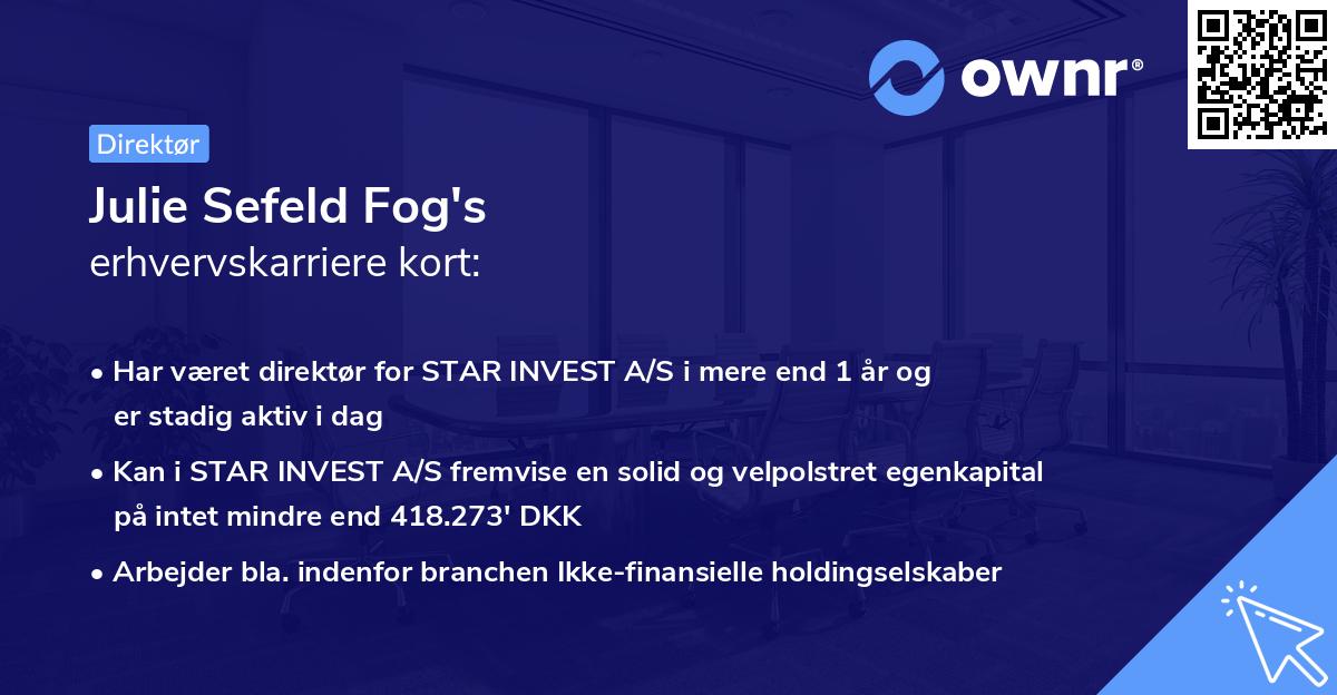 Julie Sefeld Fog's erhvervskarriere kort