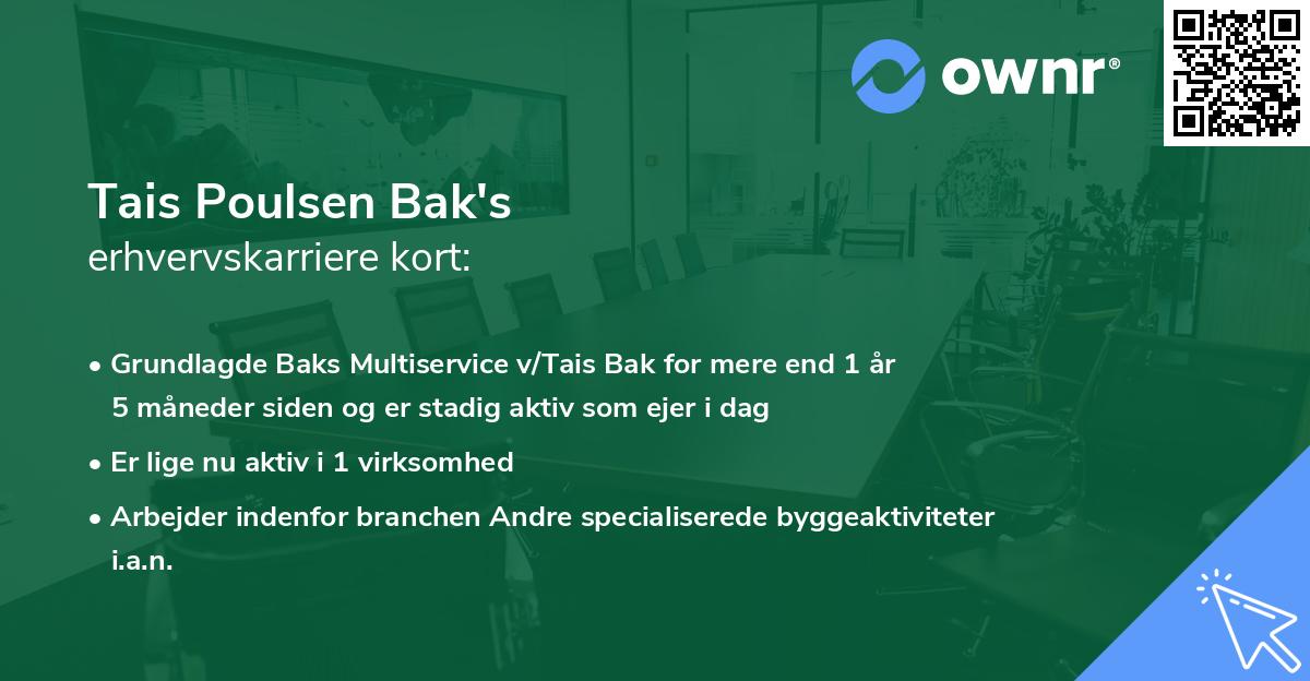 Tais Poulsen Bak's erhvervskarriere kort