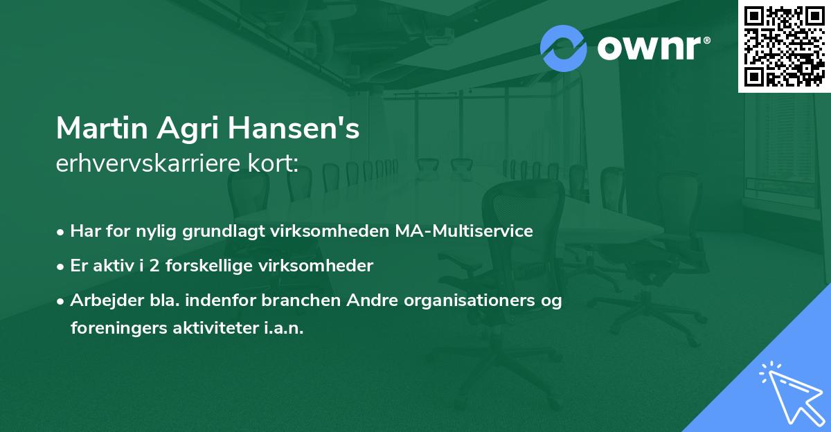 Martin Agri Hansen's erhvervskarriere kort