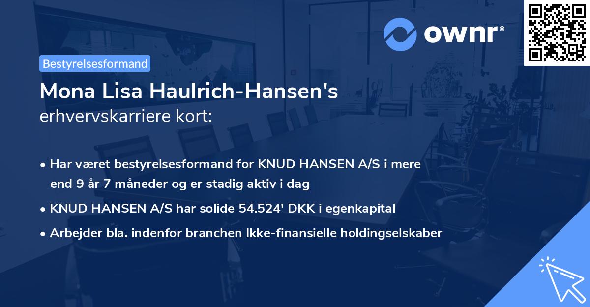 Mona Lisa Haulrich-Hansen's erhvervskarriere kort