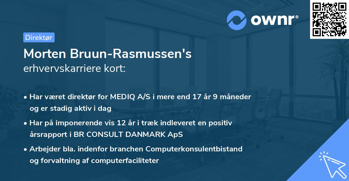 Morten Bruun-Rasmussen's erhvervskarriere kort