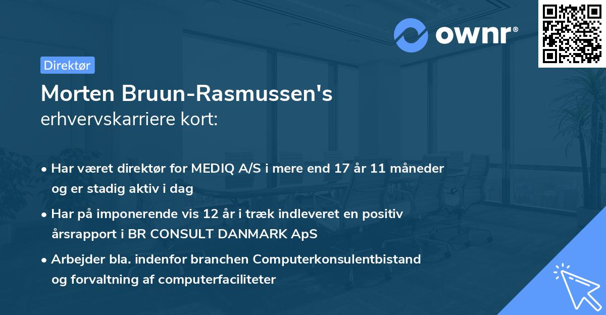 Morten Bruun-Rasmussen's erhvervskarriere kort