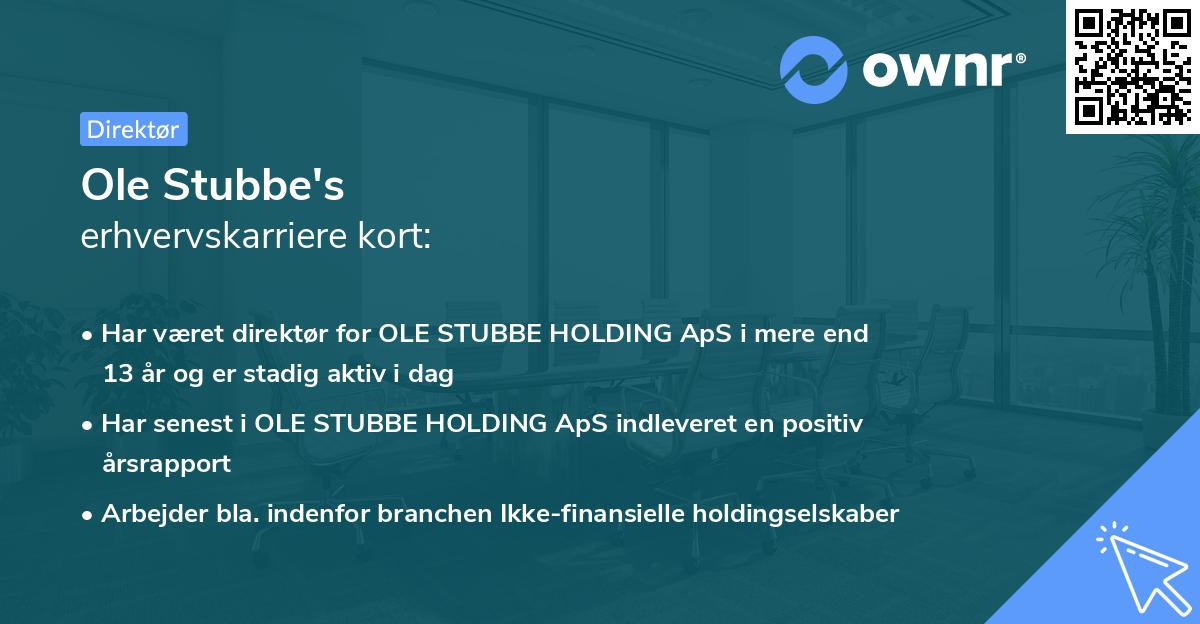 Ole Stubbe's erhvervskarriere kort