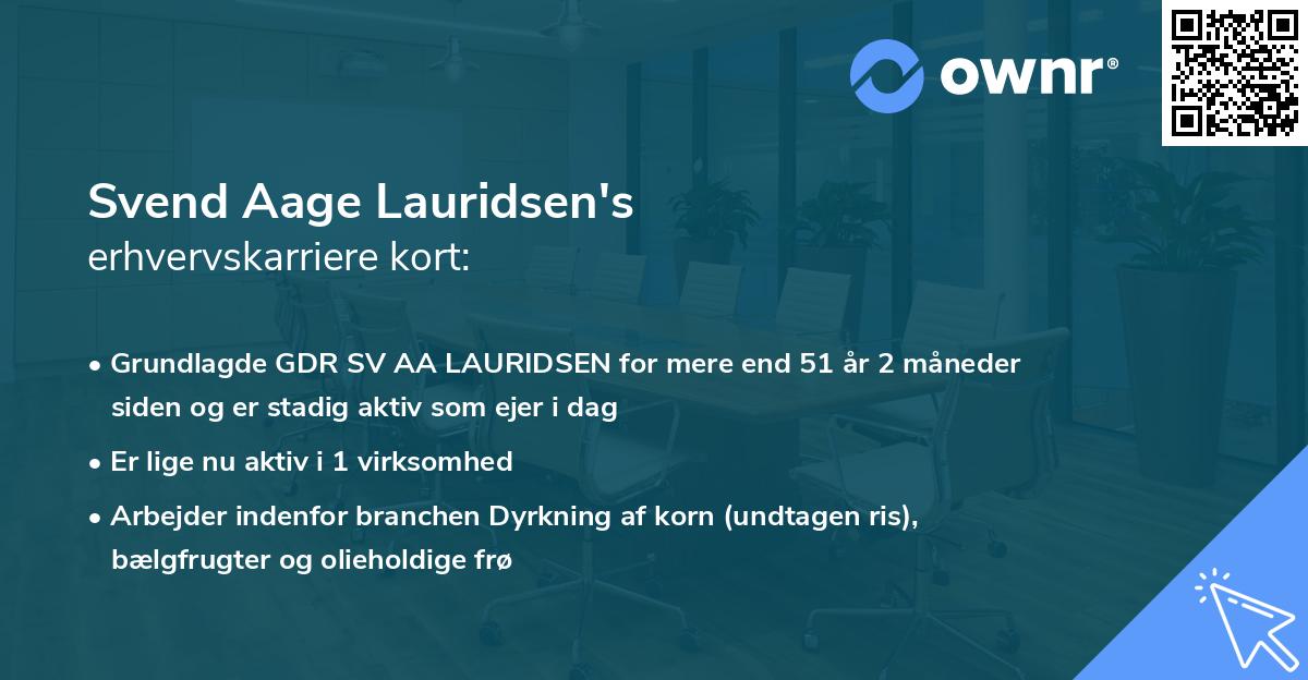 Svend Aage Lauridsen's erhvervskarriere kort
