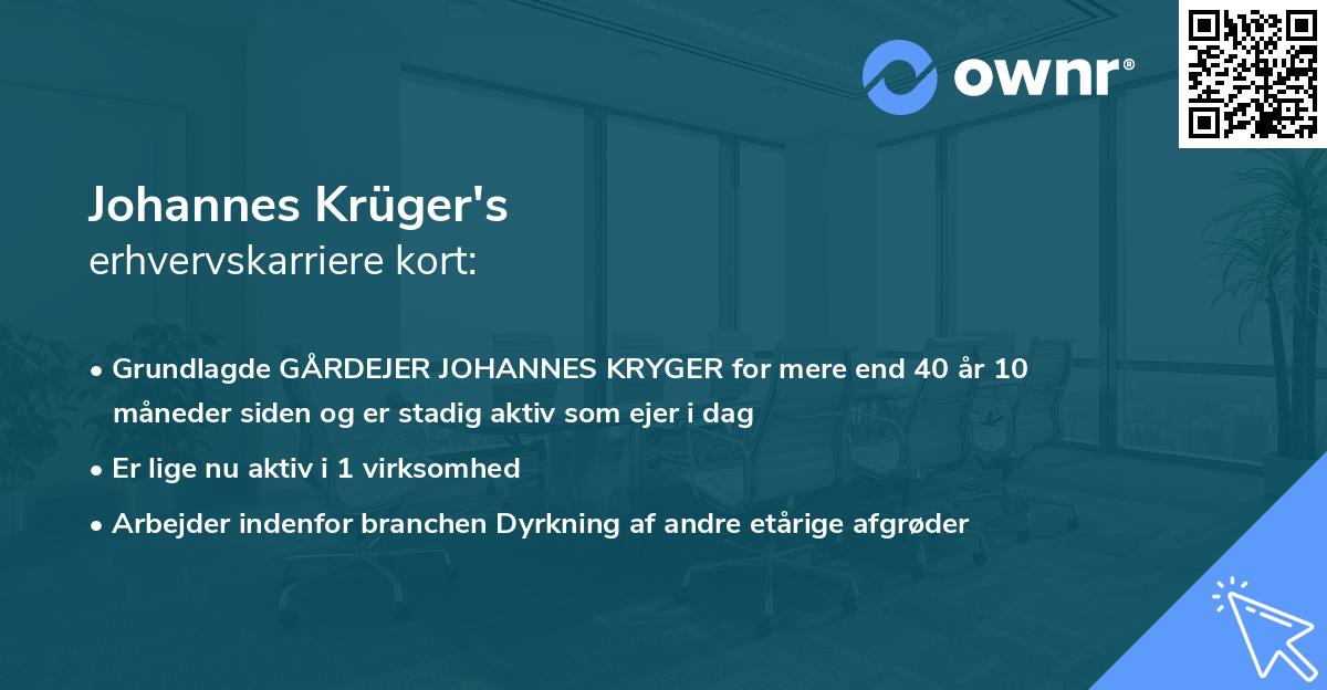 Johannes Krüger's erhvervskarriere kort