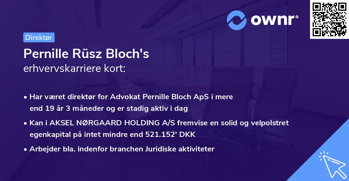 Pernille Rüsz Bloch's erhvervskarriere kort