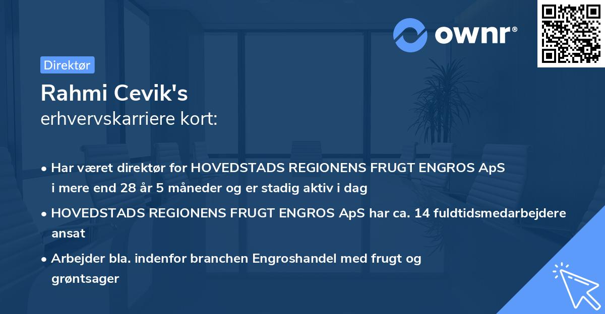 Rahmi Cevik's erhvervskarriere kort