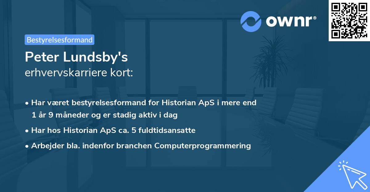 Peter Lundsby's erhvervskarriere kort