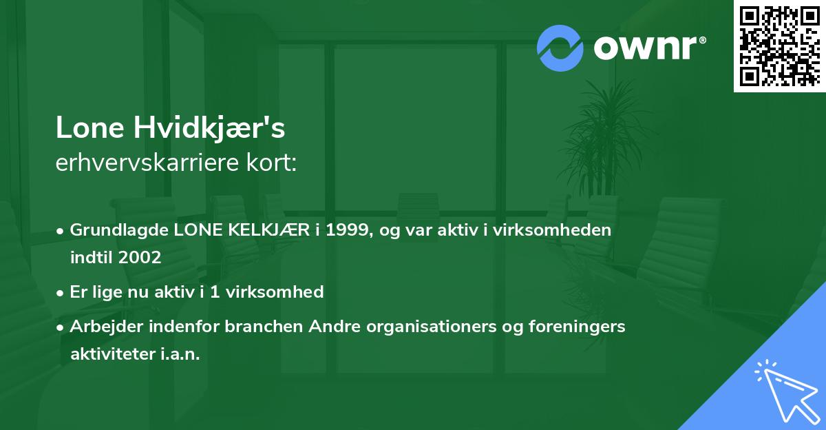 Lone Hvidkjær's erhvervskarriere kort