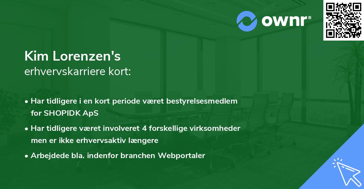 Kim Lorenzen's erhvervskarriere kort