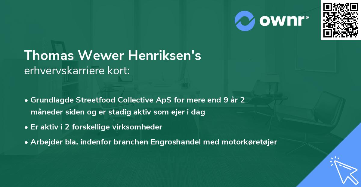 Thomas Wewer Henriksen's erhvervskarriere kort