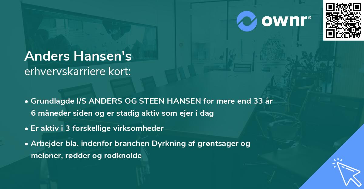 Anders Hansen's erhvervskarriere kort