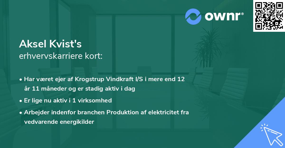 Aksel Kvist's erhvervskarriere kort