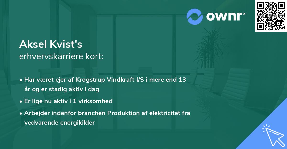 Aksel Kvist's erhvervskarriere kort