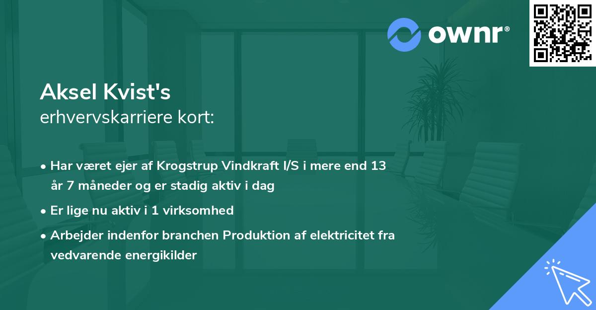 Aksel Kvist's erhvervskarriere kort