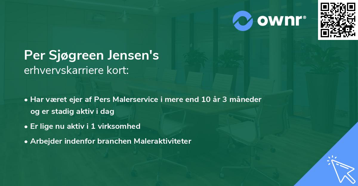 Per Sjøgreen Jensen's erhvervskarriere kort