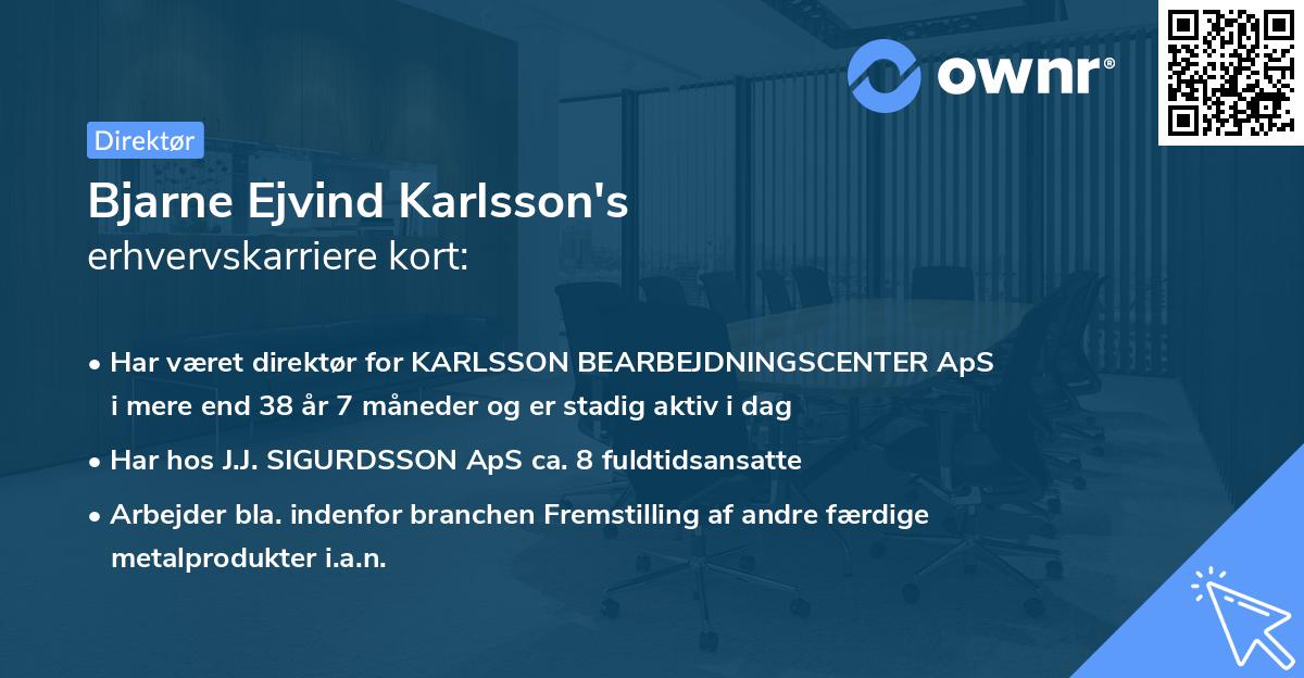 Bjarne Ejvind Karlsson's erhvervskarriere kort