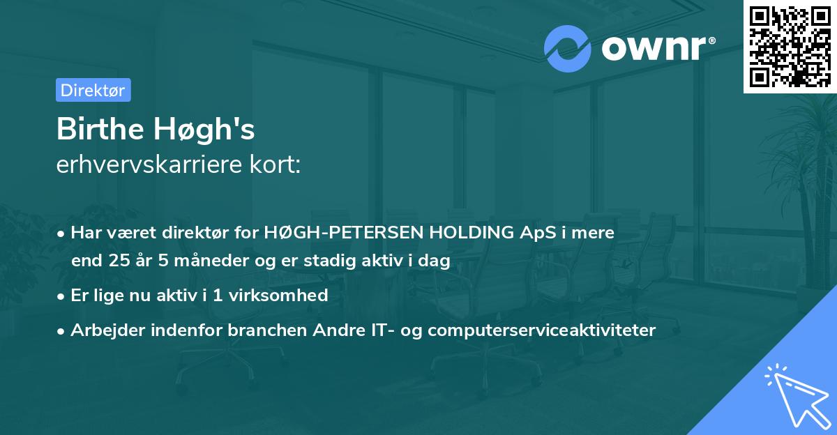 Birthe Høgh's erhvervskarriere kort
