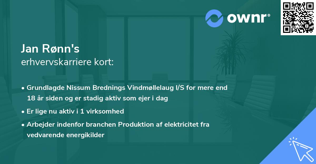 Jan Rønn's erhvervskarriere kort