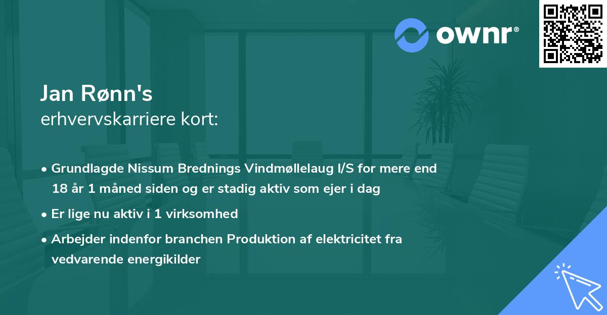 Jan Rønn's erhvervskarriere kort