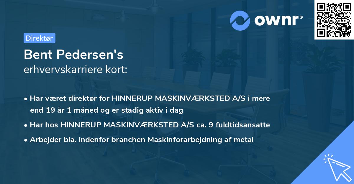 Bent Pedersen's erhvervskarriere kort