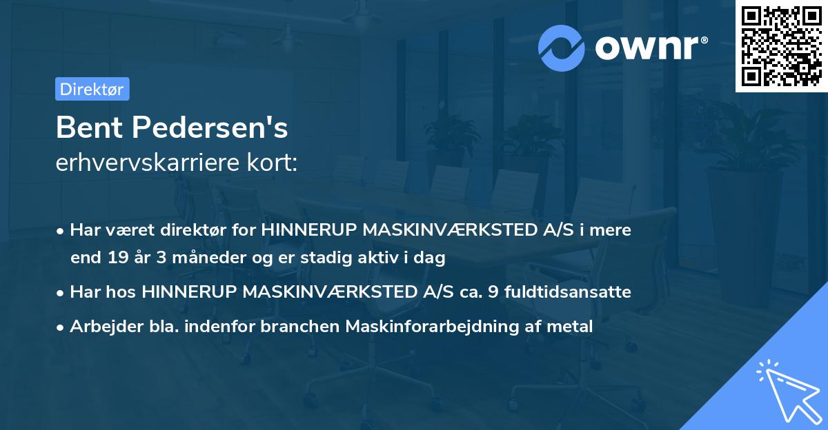 Bent Pedersen's erhvervskarriere kort