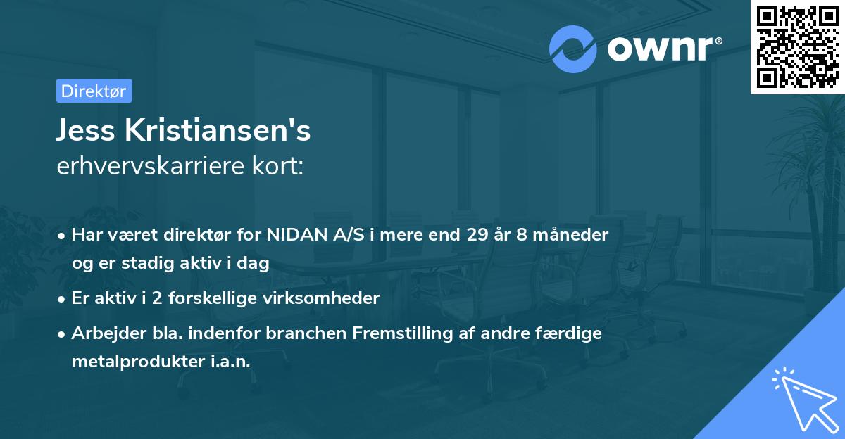 Jess Kristiansen's erhvervskarriere kort