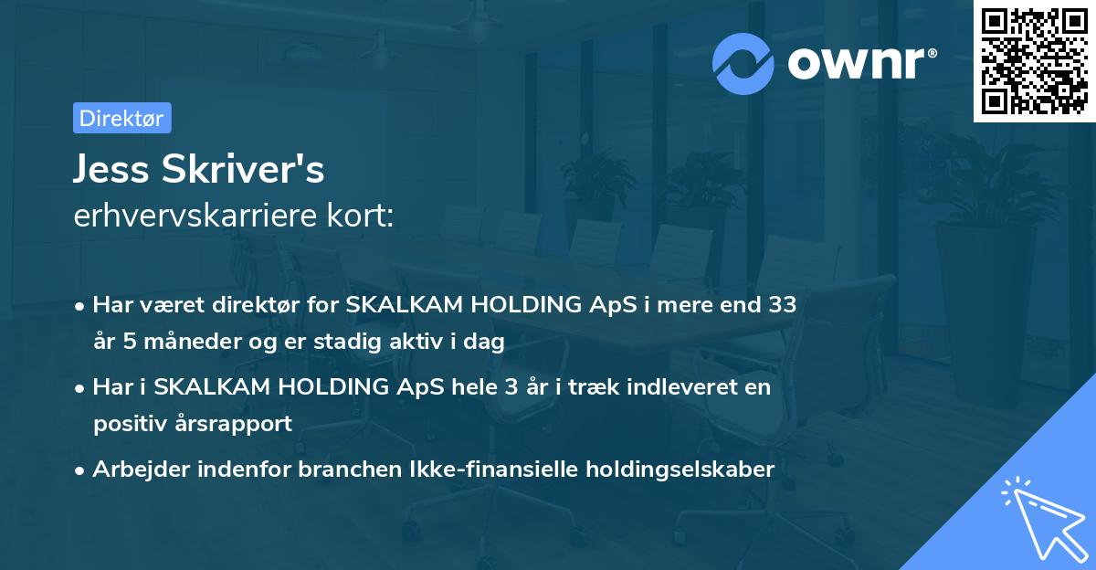 Jess Skriver's erhvervskarriere kort