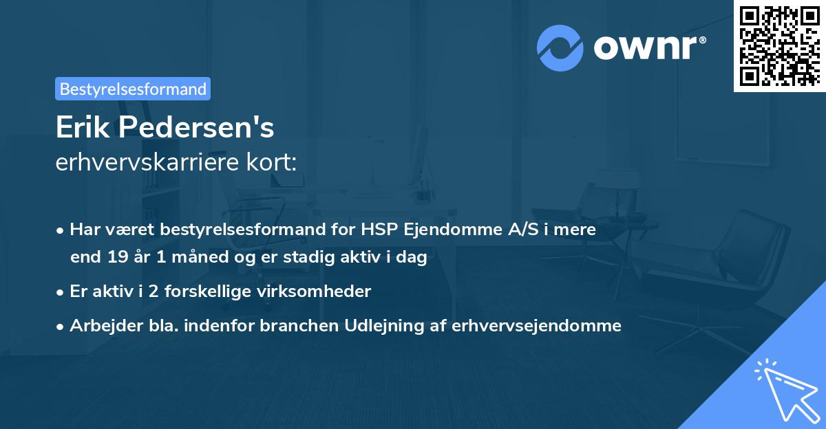 Erik Pedersen's erhvervskarriere kort