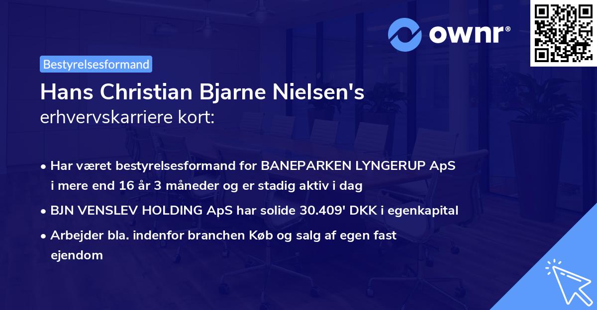 Hans Christian Bjarne Nielsen's erhvervskarriere kort