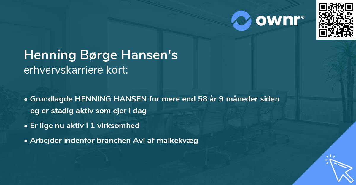 Henning Børge Hansen's erhvervskarriere kort