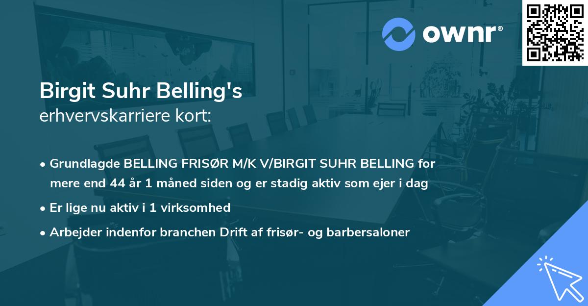 Birgit Suhr Belling's erhvervskarriere kort
