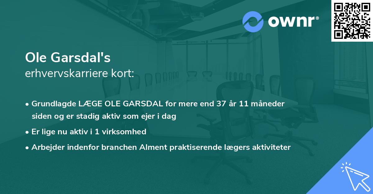 Ole Garsdal's erhvervskarriere kort