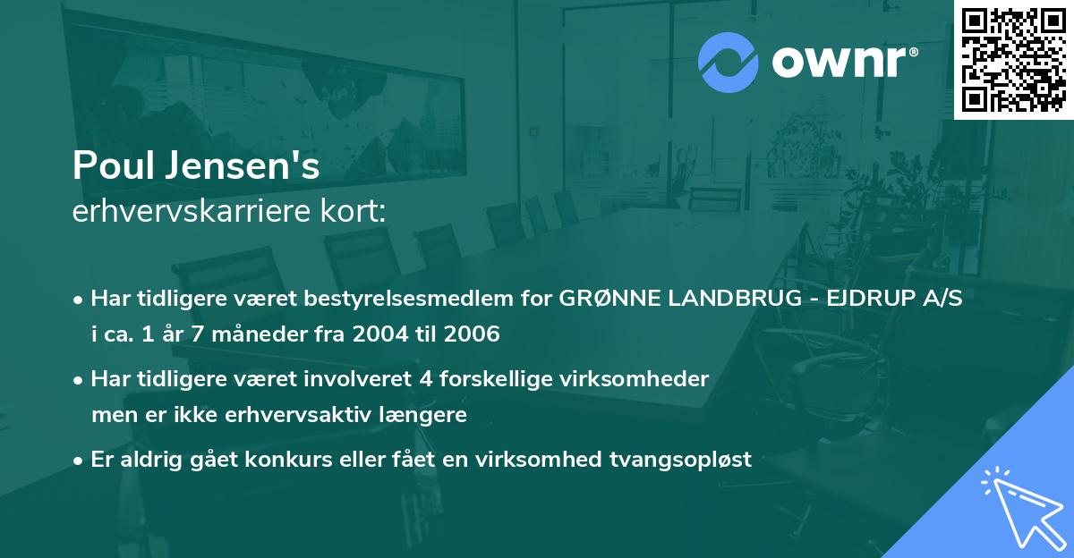 Poul Jensen's erhvervskarriere kort