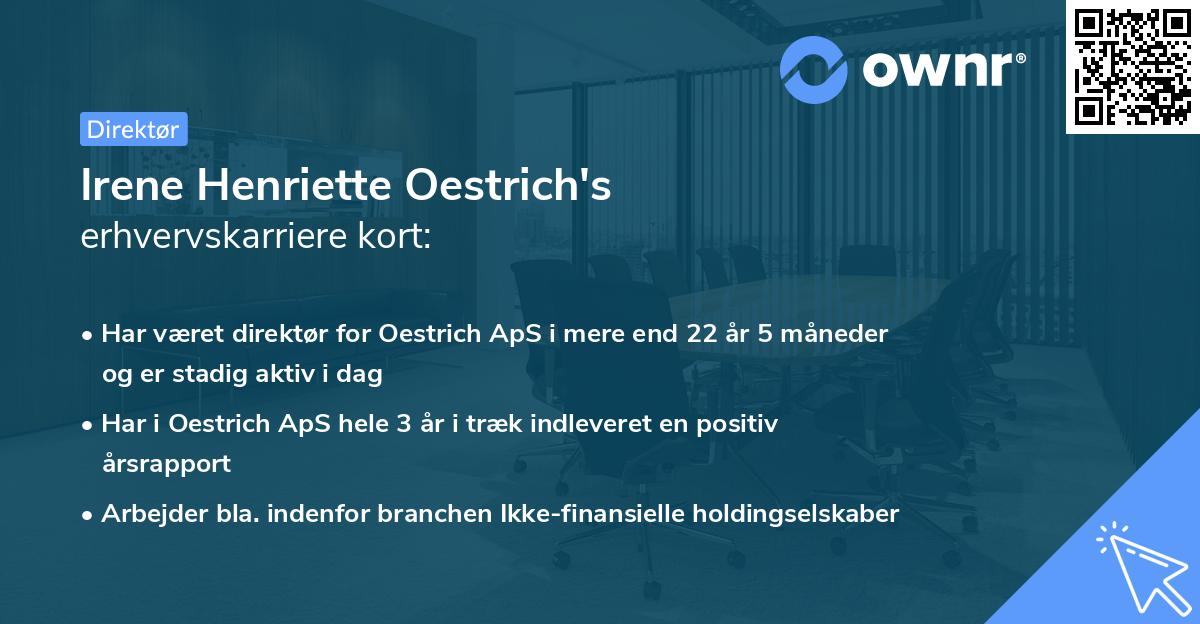 Irene Henriette Oestrich's erhvervskarriere kort