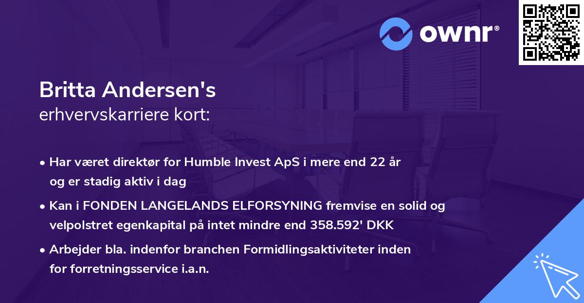 Britta Andersen's erhvervskarriere kort