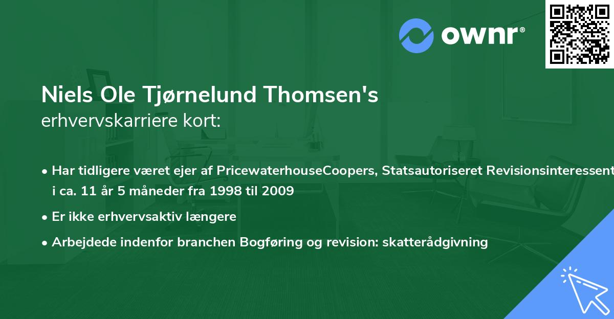 Niels Ole Tjørnelund Thomsen's erhvervskarriere kort