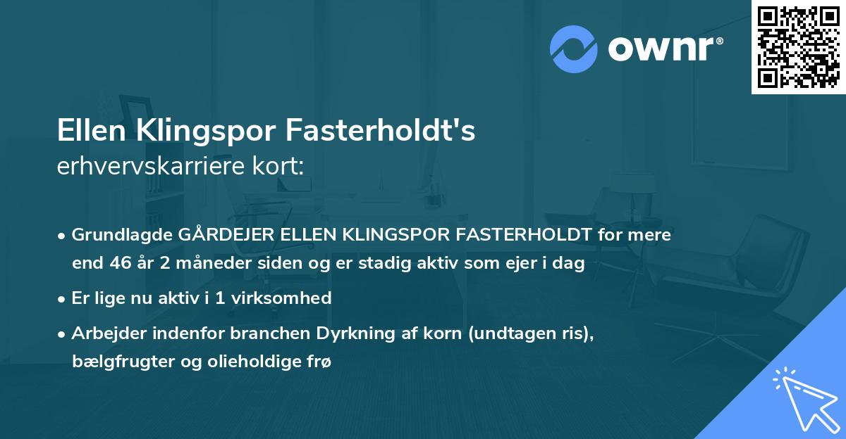 Ellen Klingspor Fasterholdt's erhvervskarriere kort