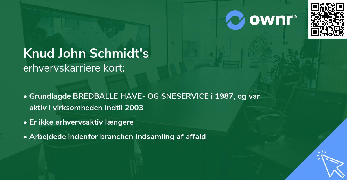 Knud John Schmidt's erhvervskarriere kort