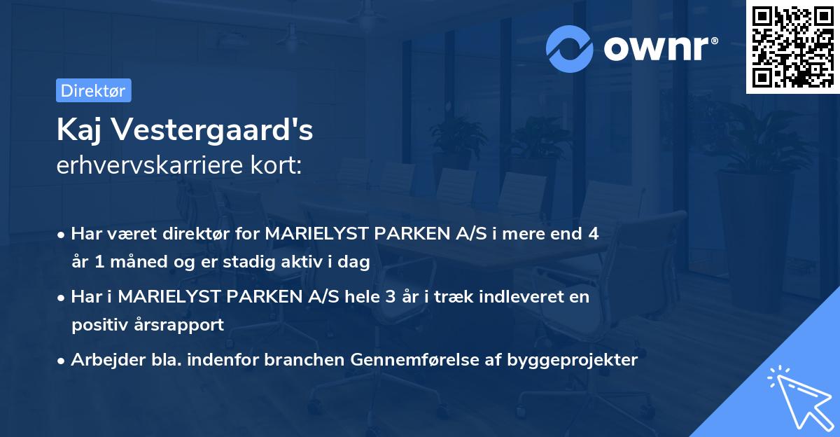 Kaj Vestergaard's erhvervskarriere kort