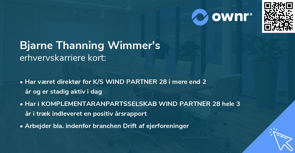 Bjarne Thanning Wimmer's erhvervskarriere kort