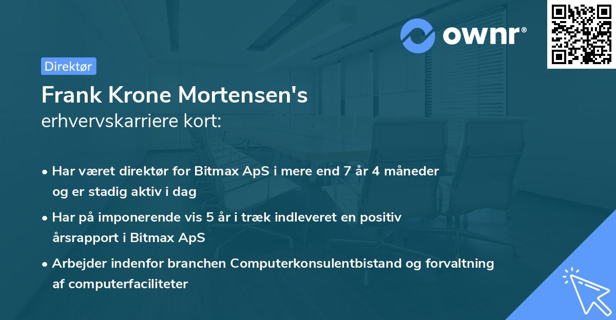 Frank Krone Mortensen's erhvervskarriere kort
