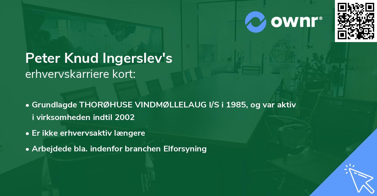 Peter Knud Ingerslev's erhvervskarriere kort